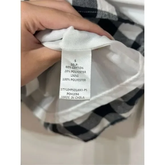 NWOT Jessakae Black & White Plaid Picnic Waist Tie Mini Dress Women's Small - Picture 6 of 13